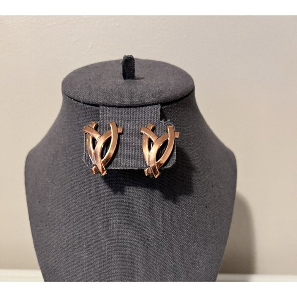 Vintage RENOIR Earrings MCM Mid Century Copper Clip-On